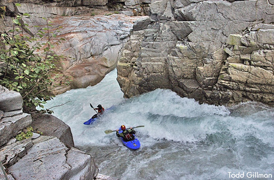 bryan smith and andrew oberhardt at bottom of corner rapid on ashlu river