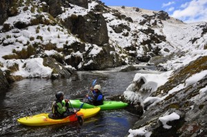 I enjoy a quiet moment with Shannon Mast during our first descent of the Upper West Branch of the Waikaia.