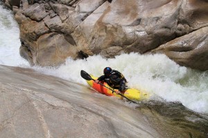 Dropping into a crack on the East Fork.