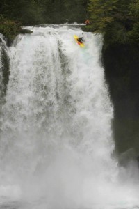 Dropping over the lip of Koosah Falls. Sick waterfall with a kinda tech lead in to keep you on your toes. Photo: Jordan Poffenberger