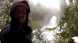 Enjoying the view of our first park 'n' huck of the tour. Sahalie Falls, OR.