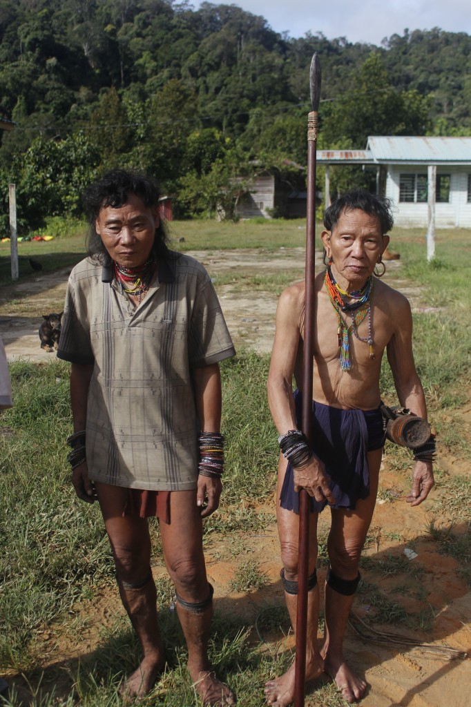 Two indiginous hunters we met at a long house. They hunt with a blow pipe and poison darts capable of stopping a man's heart in five minutes.