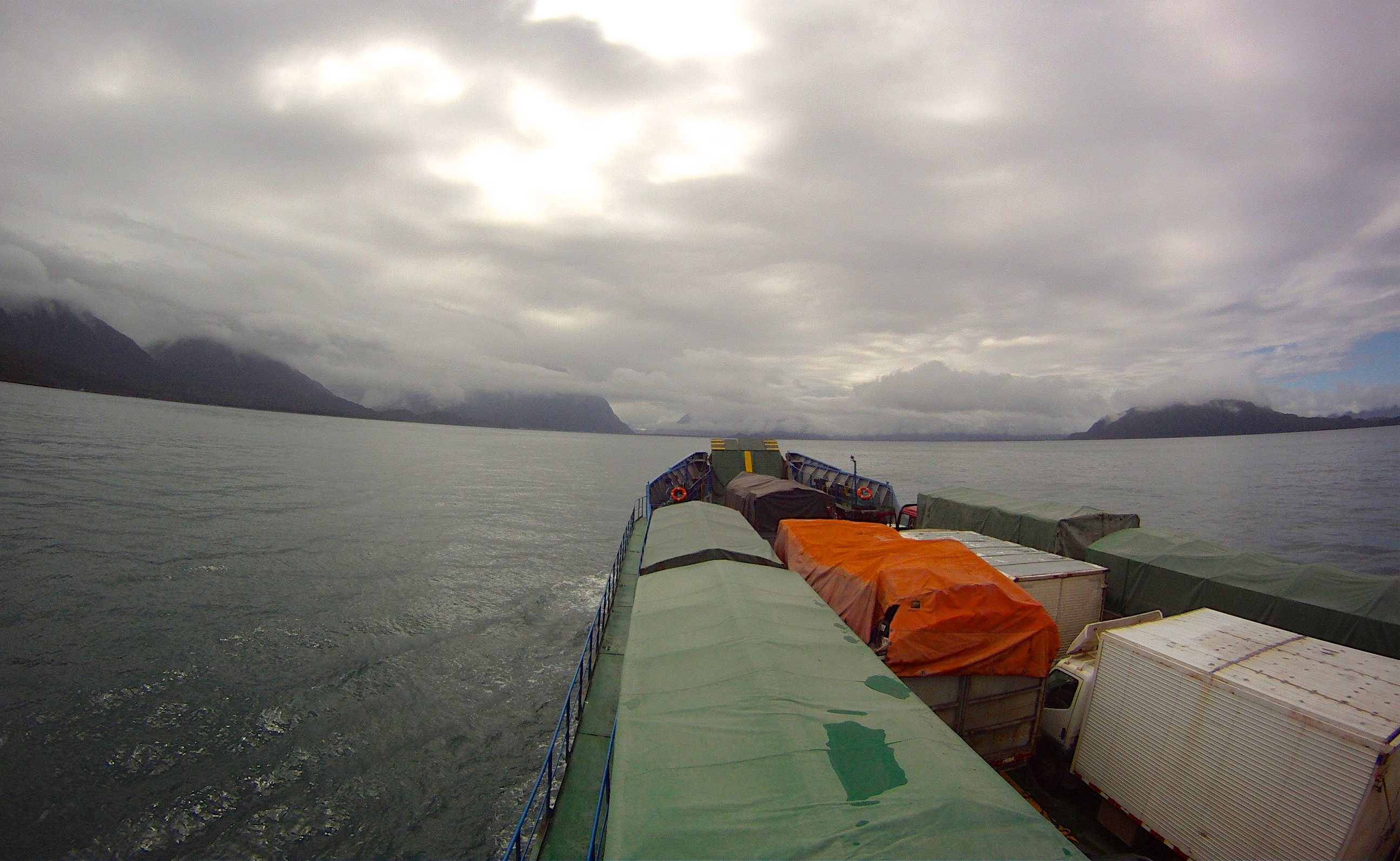 On the ferry approaching Chaiten, Patagonia