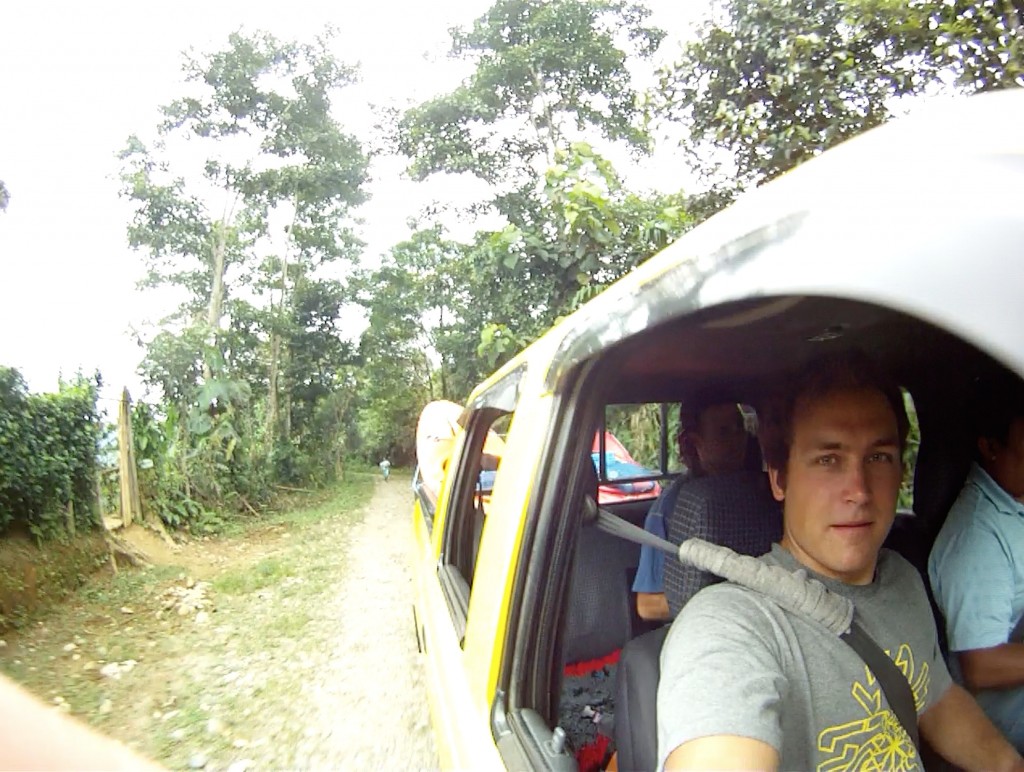 Typical shuttle ride in Ecuador on the way to the Rio Jondachi