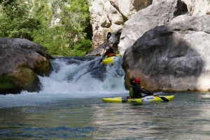 Shafra running the main drop on the Cetina