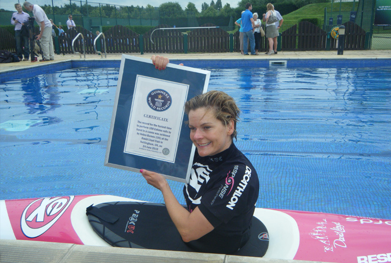 Helen Barnes breaks Hand Rolling World Record in a Pyranha Rotobat.