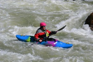 Carrie Hood is all smiles during the race. Photo: Steve Kvech