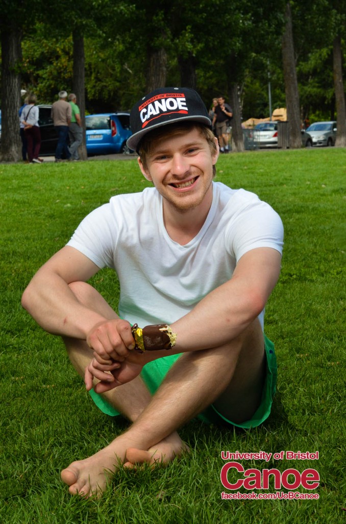 Joel sporting the branded club snap backs at Embrun Lake