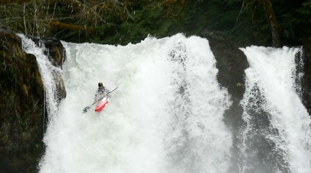 Jo Kemper roosting off Kalama Falls (Photo - Dave Fusilli)