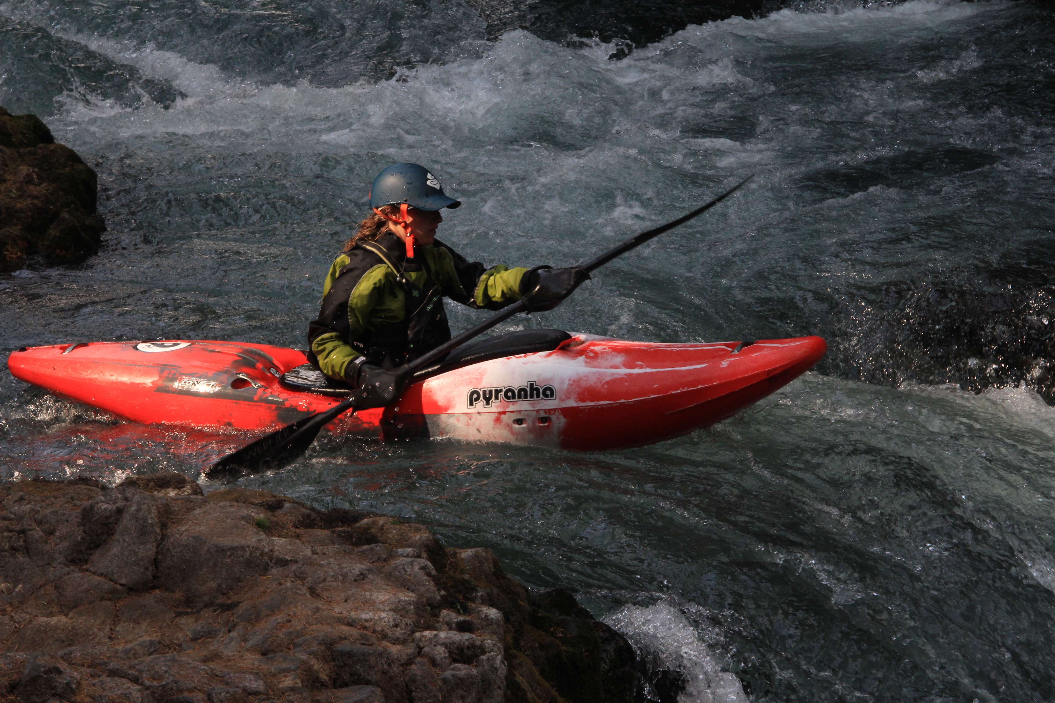 9R profile shot- Take a look at that bow rocker (Paddler - Jackie Selevan, Photo - Jeff Clewell)