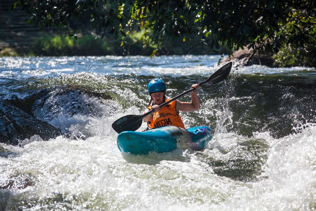 Race face! Taking the slalom very seriously - Elvin Lonan